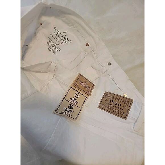 Polo Ralph Lauren The Varick Slim Straight Stretch White Jeans, Men’s 40x32, NWT - Picture 15 of 16